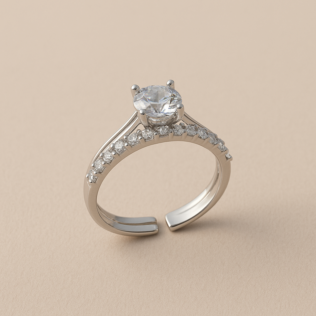Accented Solitaire Adjustable Ring