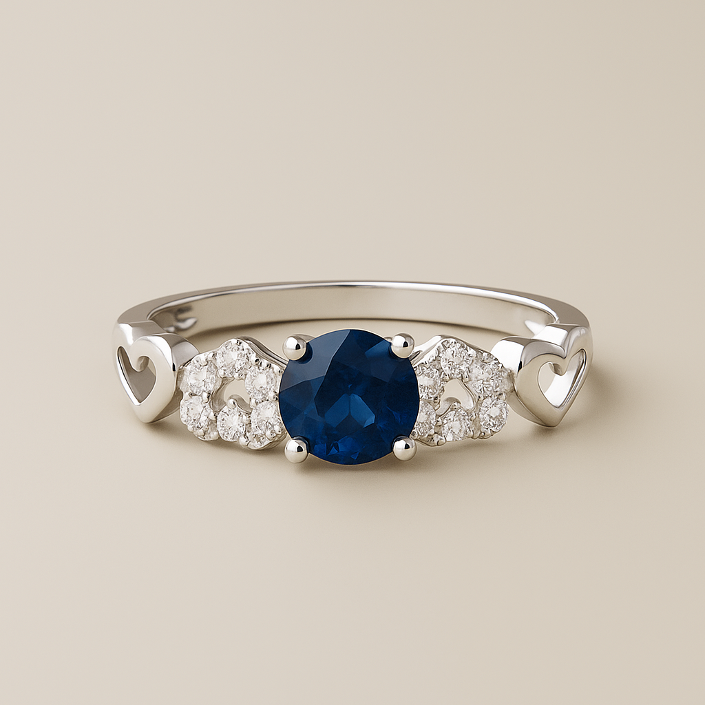 Heart Halo Sapphire Adjustable Ring