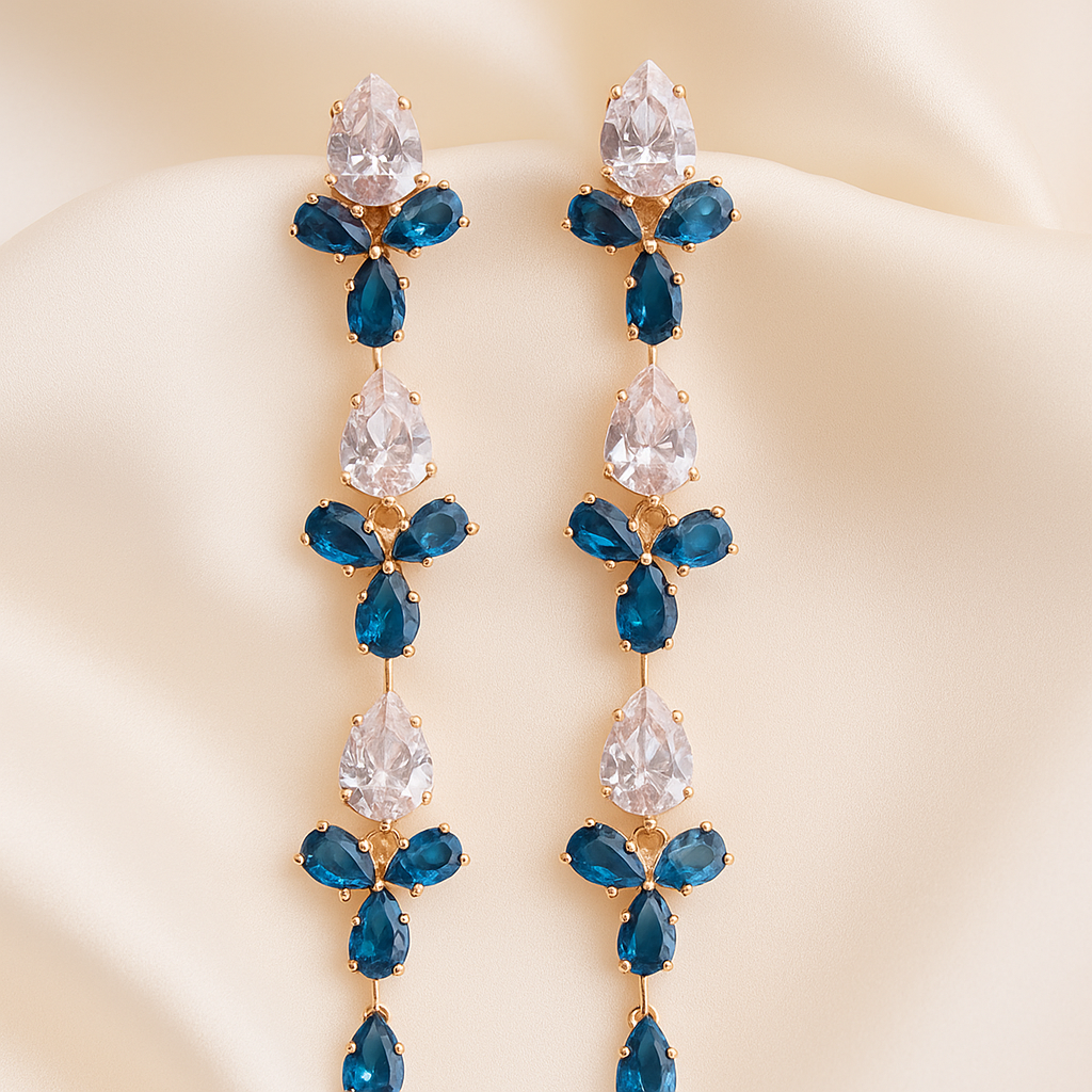 Sapphire Bloom Crystal Earrings