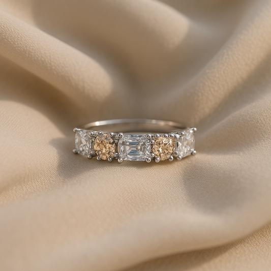 Two-Tone Gemstone Adjustable Ring