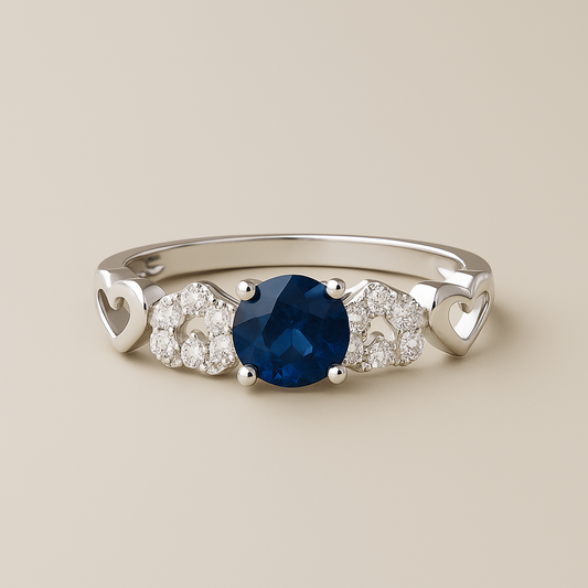 Heart Halo Sapphire Adjustable Ring