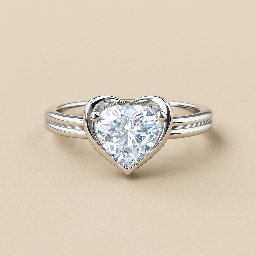 Heart-Shaped Solitaire Adjustable Ring