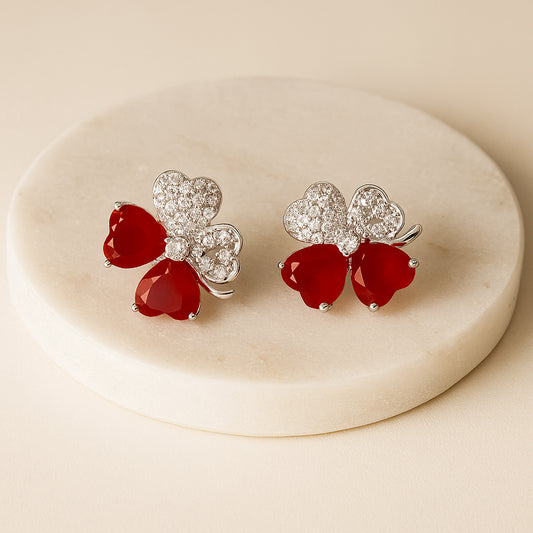 Red Heart Floral Earrings