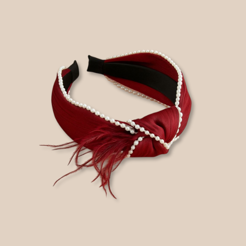 Red Series-Pearl Knotted Hair Band